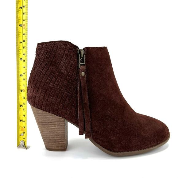Sole Society Zada Women Red Wine Ankle Boot Size 8.5 Suede Cuban Heel Almond Toe - Picture 8 of 16